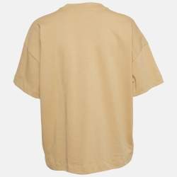 Pre Owned Kenzo Beige Tiger Embroidered Cotton Boxy T-Shirt M