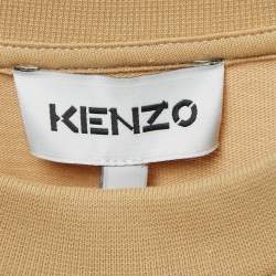 Pre Owned Kenzo Beige Tiger Embroidered Cotton Boxy T-Shirt M