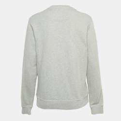 Pre Owned Kenzo Grey Logo Embroidered Cotton Crew Neck Sweatshirt S