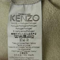 Pre Owned Kenzo Grey Logo Embroidered Cotton Crew Neck Sweatshirt S