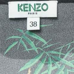 Kenzo Black Floral Printed Crepe Top M