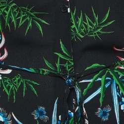 Kenzo Black Floral Printed Crepe Top M