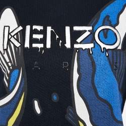 Pre Owned Kenzo Black Koi Fish Print Cotton Crew Neck Sweatshirt M