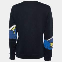 Pre Owned Kenzo Black Koi Fish Print Cotton Crew Neck Sweatshirt M