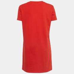 Pre Owned Kenzo Red Printed Cotton T-Shirt Dress M
