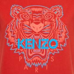 Pre Owned Kenzo Red Printed Cotton T-Shirt Dress M