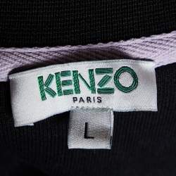Pre Owned Kenzo Black Logo Embroidered Cotton Sweatshirt L