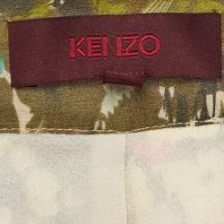 Pre Owned Kenzo Multicolor Floral Print Flared Midi Skirt M