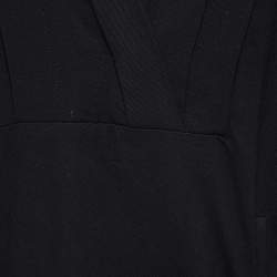 Kenzo Black Wool Blend V-Neck Mini Dress M