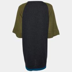 Kenzo Grey Colorblock Wool Knit Sweater Dress S