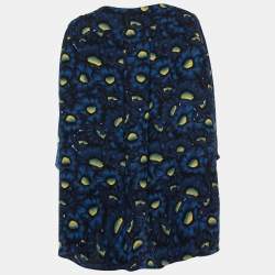 Kenzo Navy Blue Floral Print Crepe Oversized Blouse M