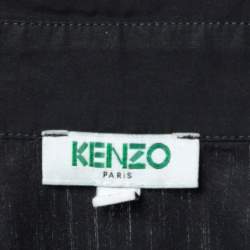 Pre Owned Kenzo Black Cotton Contrast Stitch Detail Button Front Shirt M
