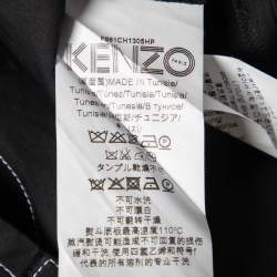 Pre Owned Kenzo Black Cotton Contrast Stitch Detail Button Front Shirt M