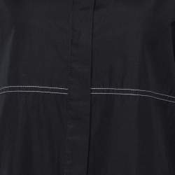 Pre Owned Kenzo Black Cotton Contrast Stitch Detail Button Front Shirt M