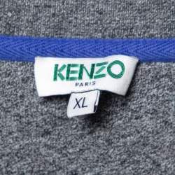 Pre Owned Kenzo Grey Tiger Embroidered Cotton Sweater Dress XL