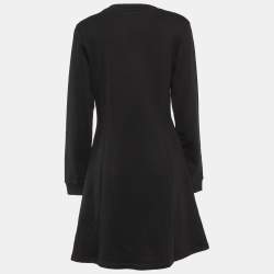 Pre Owned Kenzo Black Cotton Tiger Embroidered Sweater Dress L