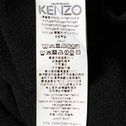 Pre Owned Kenzo Black Cotton Tiger Embroidered Sweater Dress L