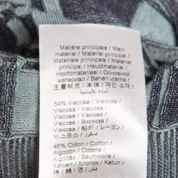 Pre Owned Kenzo Blue Monogram Pattern Knit Belted Midi Skirt M