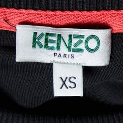 Pre Owned Kenzo Black Tiger Embroidered Cotton Crew Neck Sweatshirt XS
