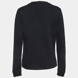 Pre Owned Kenzo Black Eye Embroidered Cotton Knit Relaxed Sweatshirt L