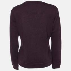 Pre Owned Kenzo Burgundy Melange Cotton Tiger Embroidered Sweatshirt M
