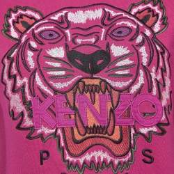 Pre Owned Kenzo Pink Tiger Embroidered Cotton Knit Sweatshirt M
