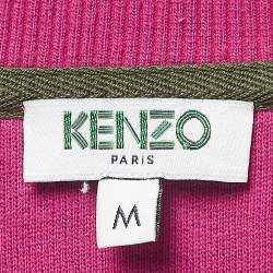 Pre Owned Kenzo Pink Tiger Embroidered Cotton Knit Sweatshirt M