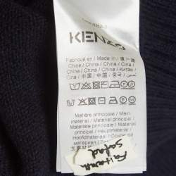 Pre Owned Kenzo Navy Blue K Intarsia Rib Knit Crew Neck Jumper L   