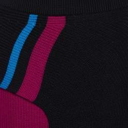 Kenzo Black Color-block Wool Knit Faux Wrap Skirt M