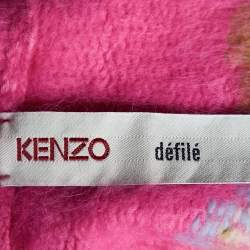 Kenzo Defile Pink Angora Wool Knit Cropped Cardigan M