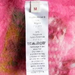 Kenzo Defile Pink Angora Wool Knit Cropped Cardigan M