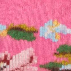 Kenzo Defile Pink Angora Wool Knit Cropped Cardigan M