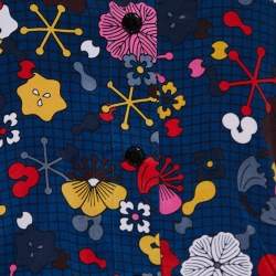 Kenzo Dark Blue Floral Print Silk Track Suit M/L