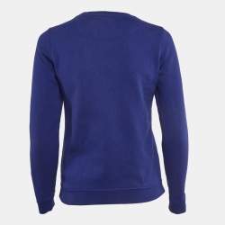 Pre Owned Kenzo Blue Logo Embroidered Cotton Crew Neck Sweatshirt S