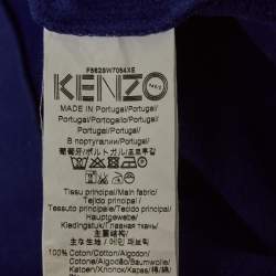 Pre Owned Kenzo Blue Logo Embroidered Cotton Crew Neck Sweatshirt S