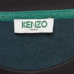 Pre Owned Kenzo Black Grafiti Logo Embroidered Jersey Sweatshirt M