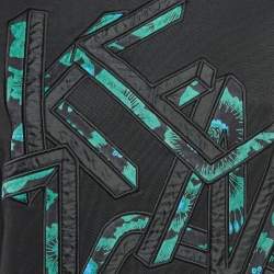 Pre Owned Kenzo Black Grafiti Logo Embroidered Jersey Sweatshirt M