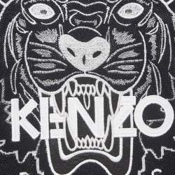 Kenzo Black Tiger Logo Embroidered Wool Blend Crew Neck Sweater S