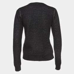 Kenzo Black Tiger Logo Embroidered Wool Blend Crew Neck Sweater S
