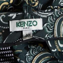 Kenzo Grey Eye Print Crepe Tapered Trousers M