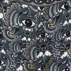 Kenzo Grey Eye Print Crepe Tapered Trousers M