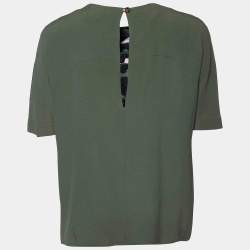 Kenzo Green Printed Silk Short Sleeve Top M