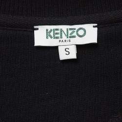 Pre Owned Kenzo Black Jungle Embroidered Cotton Knit Sweatshirt S