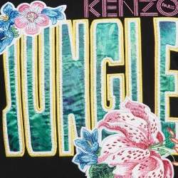 Pre Owned Kenzo Black Jungle Embroidered Cotton Knit Sweatshirt S