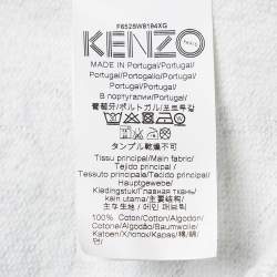Pre Owned Kenzo White Jungle Embroidered Cotton Knit Crew Neck Sweatshirt S