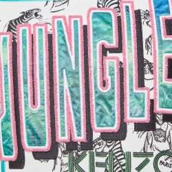 Pre Owned Kenzo White Jungle Embroidered Cotton Knit Crew Neck Sweatshirt S