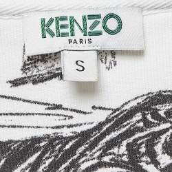 Pre Owned Kenzo White Jungle Embroidered Cotton Knit Crew Neck Sweatshirt S