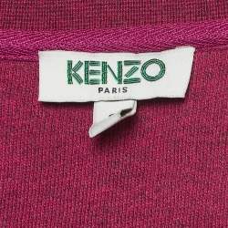 Pre Owned Kenzo Pink Statue Of Liberty Embroidered Cotton Knit Sweatshirt S