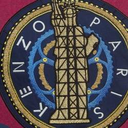 Pre Owned Kenzo Pink Statue Of Liberty Embroidered Cotton Knit Sweatshirt S