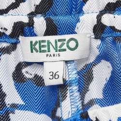 Kenzo Blue Print Silk Elasticated Waist Pants S